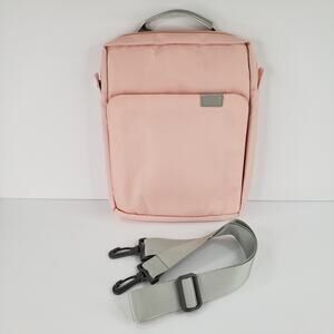 Tablet iPad Crossbody Carrying Case Bag Light Pink Softsided Canvas Zip Closures
